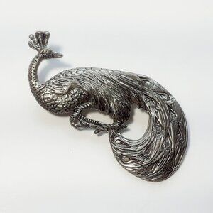 Beautiful Blue Mist Pewter Peacock Brooch Canada